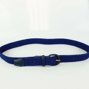 Belt Men's Leather Blue Braided Cloth Fabric LARGE Formal‎ Party D-Ring Buckle